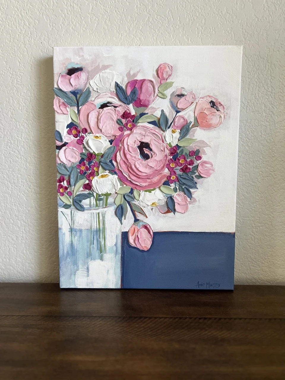 Pink Roses | 12x16 Textured Acrylic Still Life on Canvas — Amie